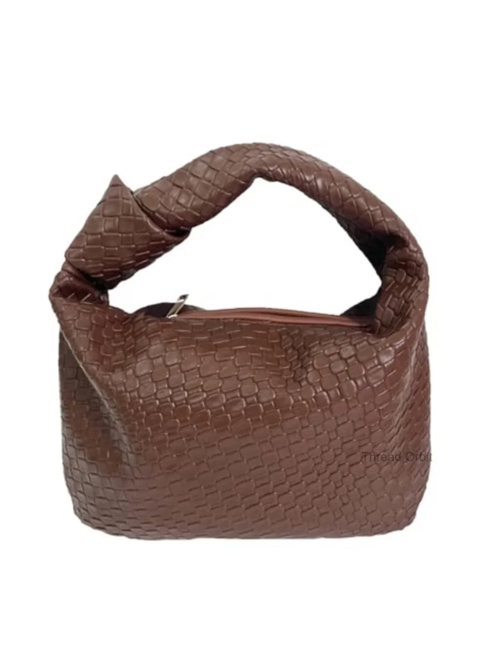 Woven Hobo Bag Faux Leather Knot Strap Handbags Clutch Purse Zipper